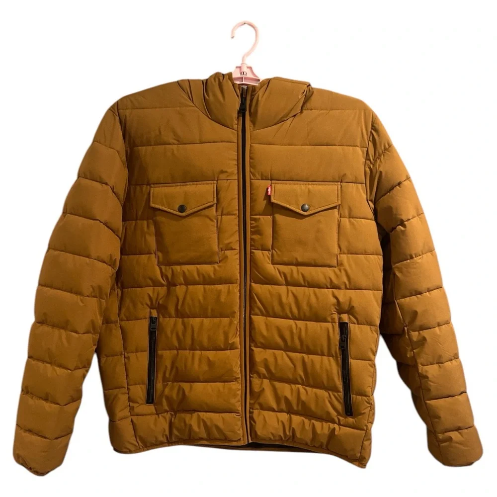 Levi's Men's Strech Hooded 2 Chest‎ Pocket Puffer Quilted Jacket Size XL